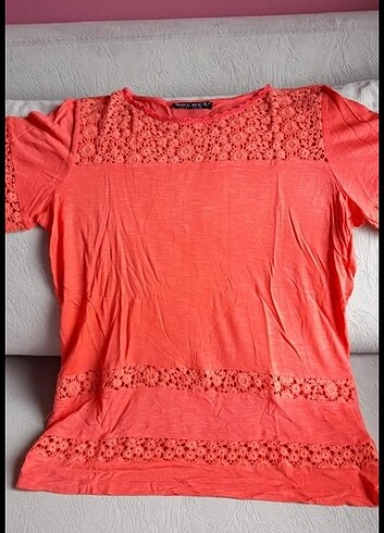 Select mercan Güpür detaylı bluz