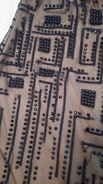 Taş ve boncuk işlemeli siyah abiye - Görsel 7