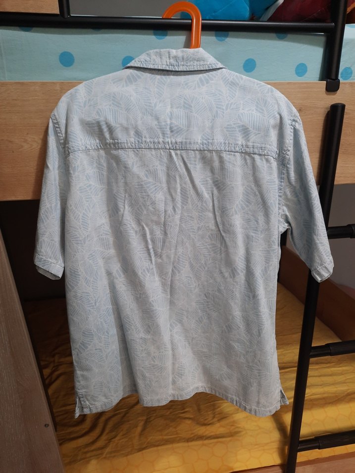 Buz Mavisi Düğmeli Kısa Kollu Erkek Gömlek - Görsel 5