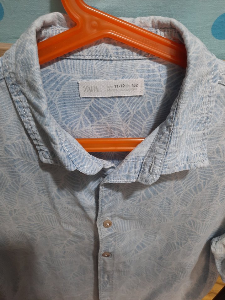 Buz Mavisi Düğmeli Kısa Kollu Erkek Gömlek - Görsel 2