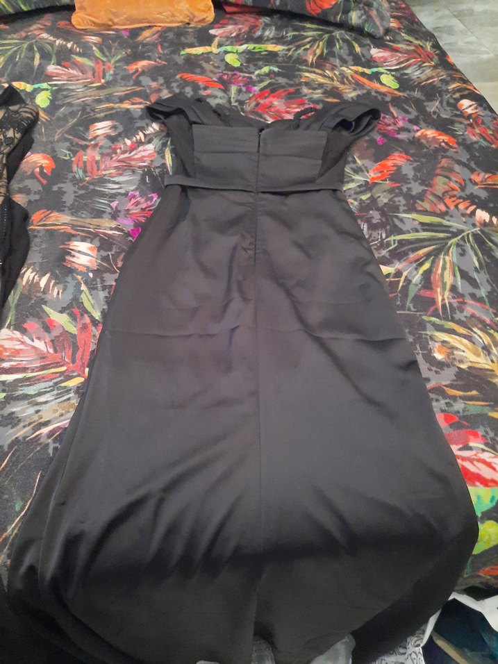 Drapeli Siyah Straplez Uzun Kadın Saten Abiye Elbise - Görsel 5