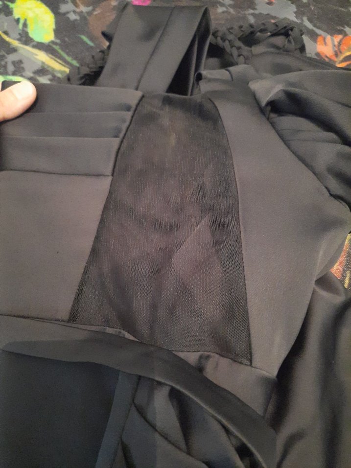 Drapeli Siyah Straplez Uzun Kadın Saten Abiye Elbise - Görsel 4