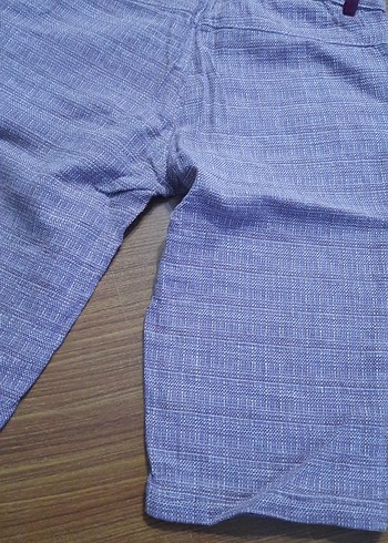 Erkek Çocuk Mor Gri Keten Regular Fit Bermuda - Görsel 7
