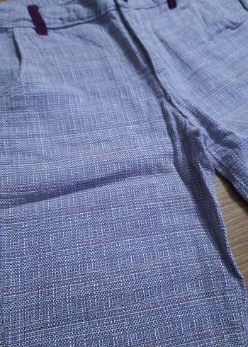 Erkek Çocuk Mor Gri Keten Regular Fit Bermuda - Görsel 3