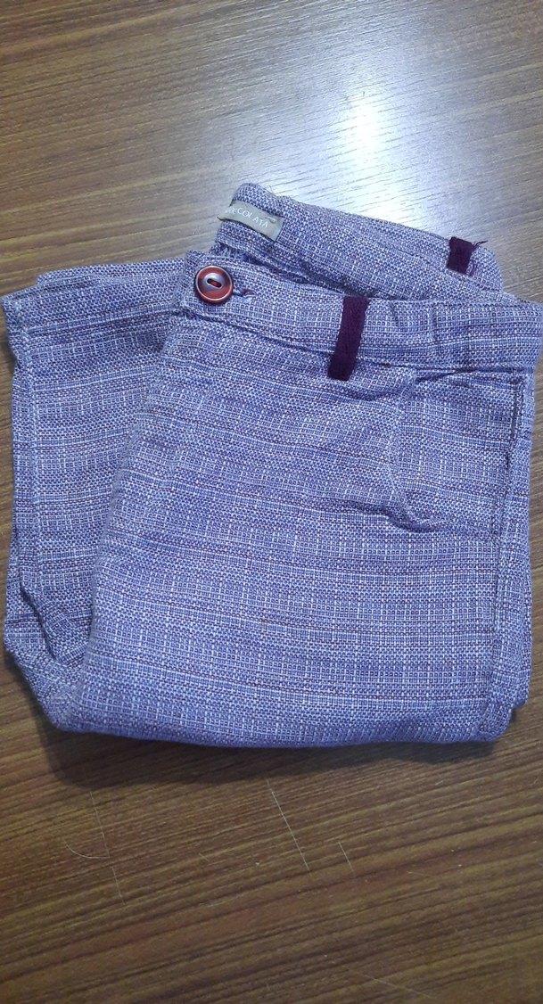 Erkek Çocuk Mor Gri Keten Regular Fit Bermuda - Görsel 2