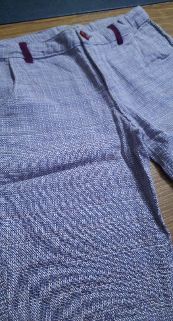 Erkek Çocuk Mor Gri Keten Regular Fit Bermuda - Görsel 3