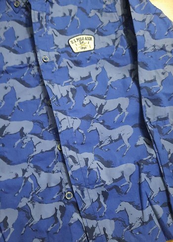 Erkek Mavi Baskılı Uzun Kollu Gömlek - Görsel 4