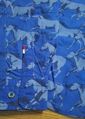 Erkek Mavi Baskılı Uzun Kollu Gömlek - Görsel 3