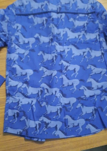 Erkek Mavi Baskılı Uzun Kollu Gömlek - Görsel 7