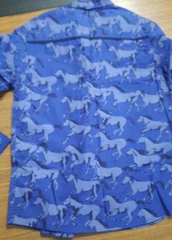 Erkek Mavi Baskılı Uzun Kollu Gömlek - Görsel 6