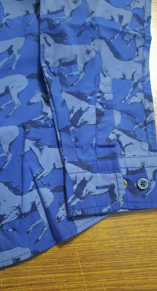 Erkek Mavi Baskılı Uzun Kollu Gömlek - Görsel 2