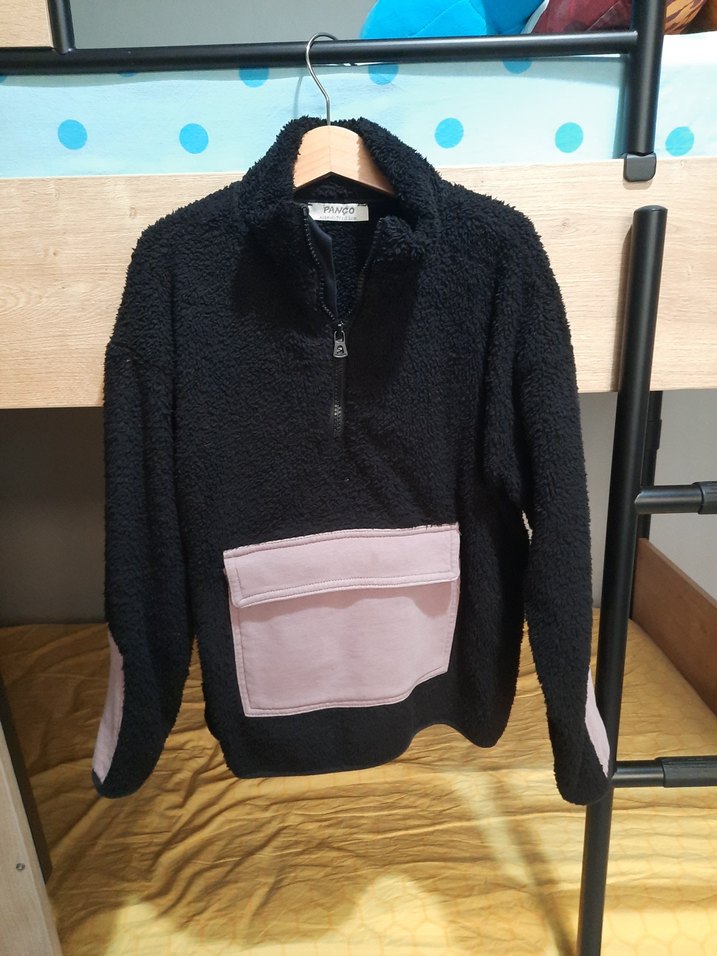 Erkek Çocuk Siyah Peluş Fermuarlı Sweatshirt - Görsel 3