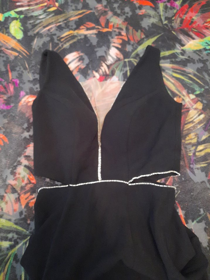 Alfabeta Kadın Siyah V Yakalı Uzun Abiye Elbise - Görsel 2