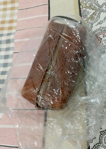  Beden kahverengi Renk Kahverengi Deri Makyaj Çantası Fermuarlı orjinal deri