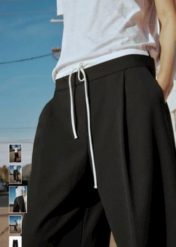 Siyah Midi Kadın Kumaş Pantolon XS beden - Görsel 11