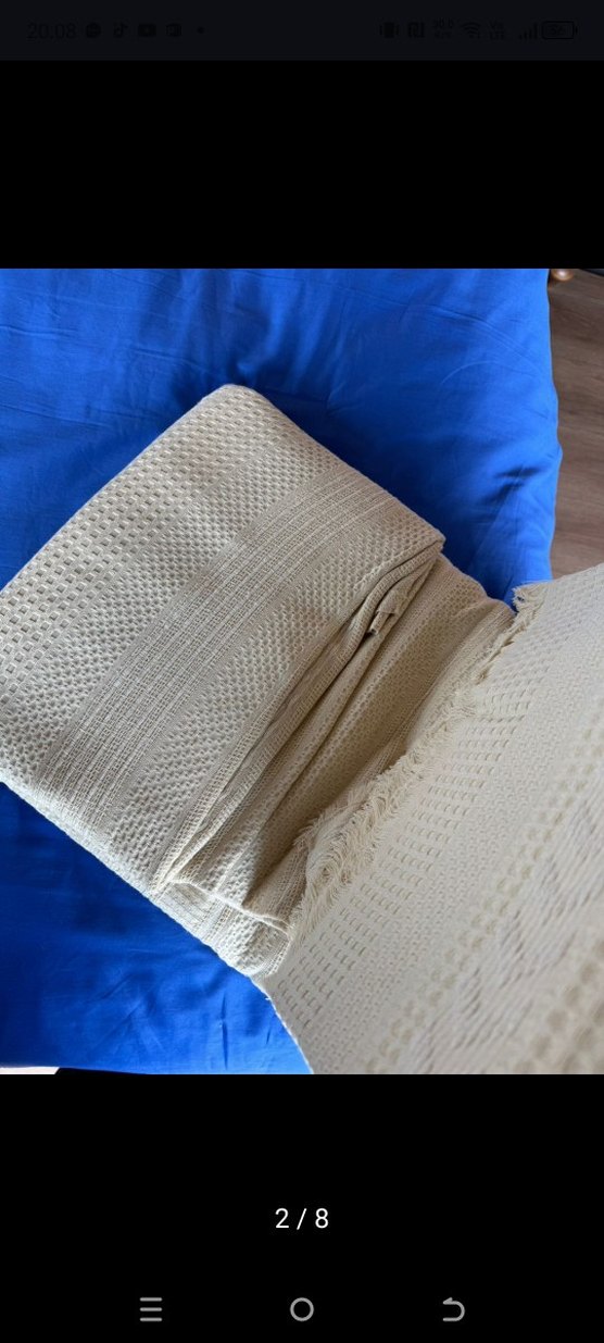 Bej Renkli Düz Desen Yatak Örtüsü bambu markası - Görsel 5