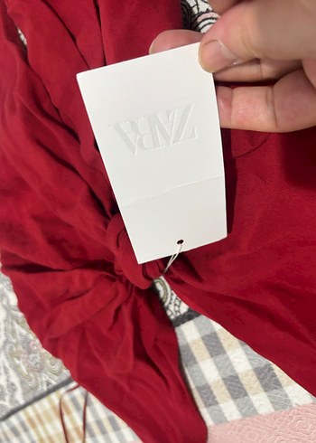 Kırmızı Uzun Kollu Mini Düğmeli Halter Yaka Bluz - Görsel 6