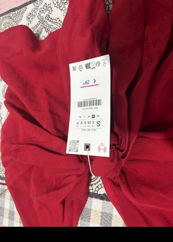 Kırmızı Uzun Kollu Mini Düğmeli Halter Yaka Bluz - Görsel 2