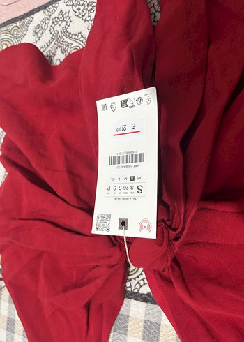 Kırmızı Uzun Kollu Mini Düğmeli Halter Yaka Bluz - Görsel 7