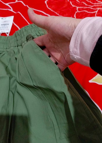 Düğmeli Kadın Haki Kumaş etek M beden L beden uyumlu - Görsel 4