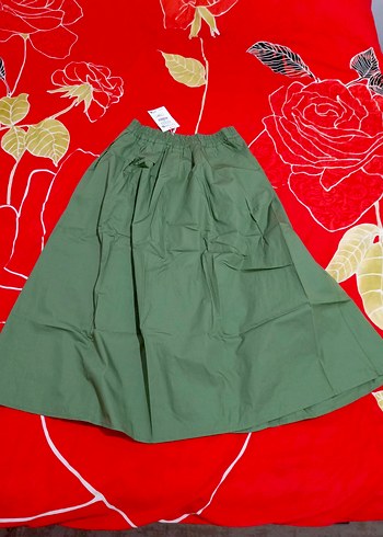 Düğmeli Kadın Haki Kumaş etek M beden L beden uyumlu - Görsel 2