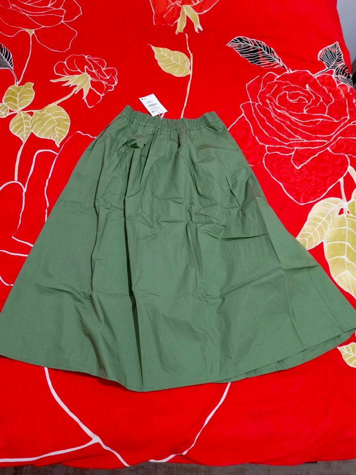 Düğmeli Kadın Haki Kumaş etek M beden L beden uyumlu - Görsel 2