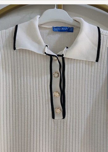 Beyaz Uzun Kollu penye elbise - Görsel 3