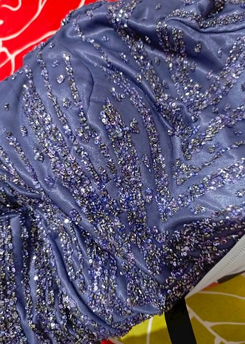 Mor Drapeli Uzun Abiye Elbise - Görsel 4