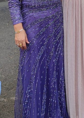 Mor Drapeli Uzun Abiye Elbise - Görsel 2