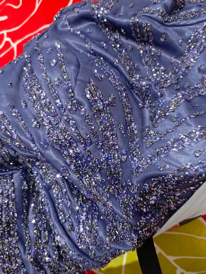 Mor Drapeli Uzun Abiye Elbise - Görsel 4