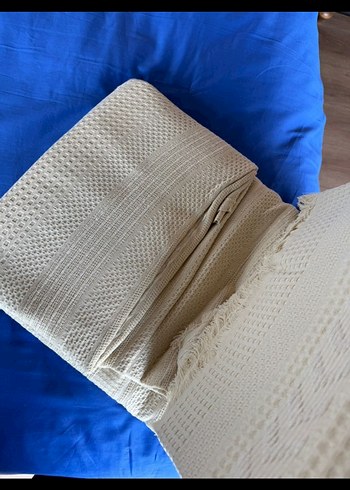 Bej Pastel Düz Yatak Örtüsü Bambi markası %100 Pamuk - Görsel 5