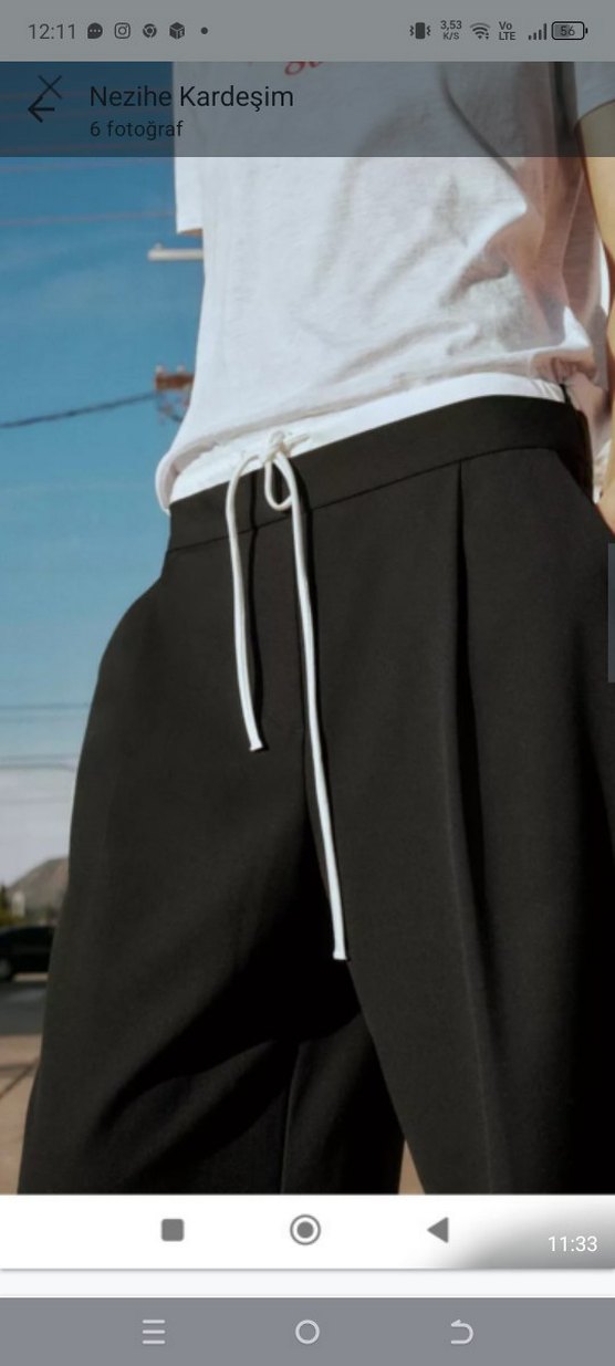 Siyah Kadın Midi Kumaş Pantolon orijinal Zara markası ürün - Görsel 4