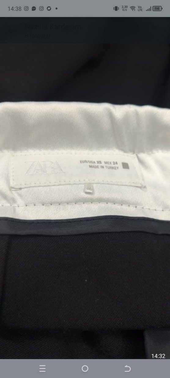 Siyah Kadın Kumaş Pantolon orijinal Zara markası bedenleri var - Görsel 5