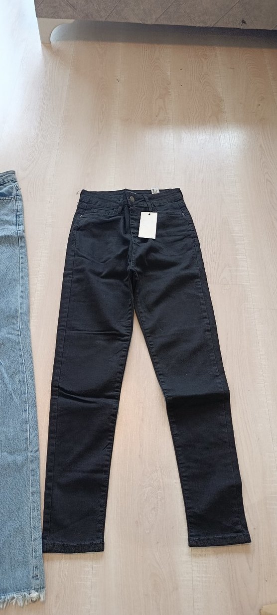 3 adet Gri Yırtık Detaylı Kadın Bol Kesim Midi Kot Pantolon - Görsel 4