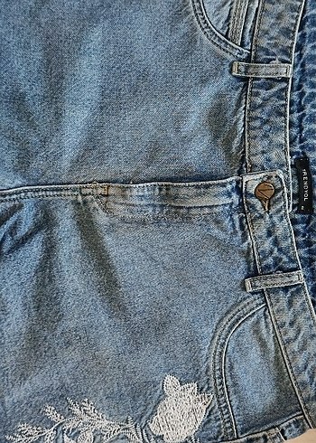 Kadın Bağlama Desenli Kısa Kot Şort S M uyumlu - Görsel 5