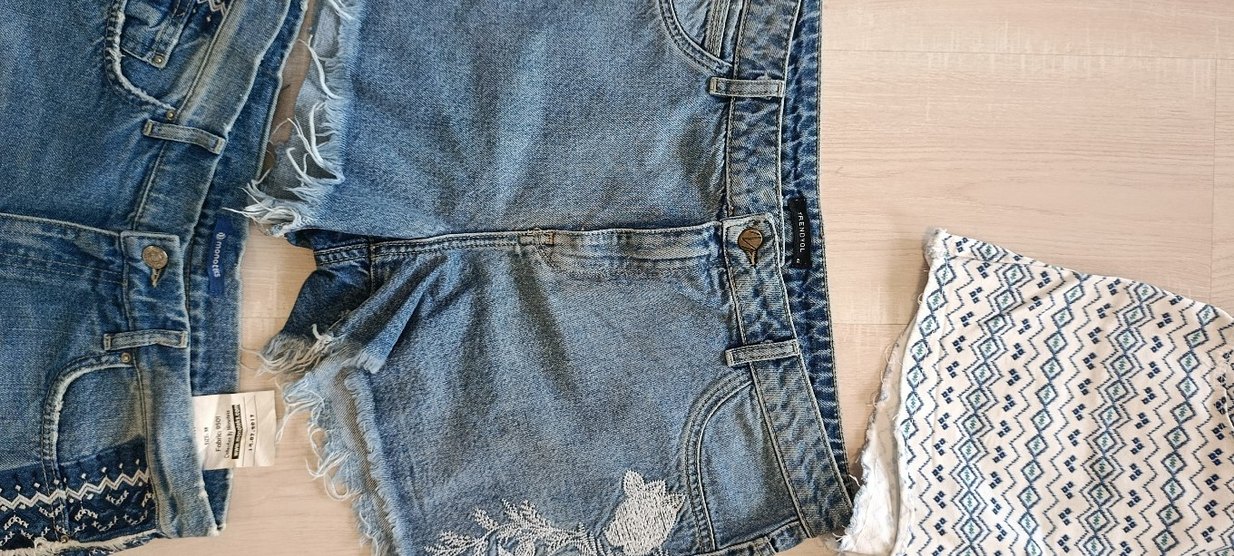 Kadın Bağlama Desenli Kısa Kot Şort S M uyumlu - Görsel 5