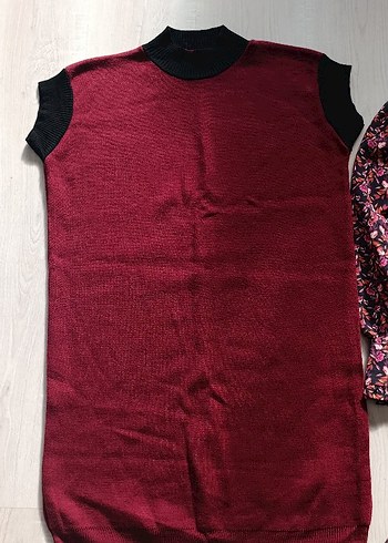 Bordo Kadın Midi Triko Elbise - Görsel 2