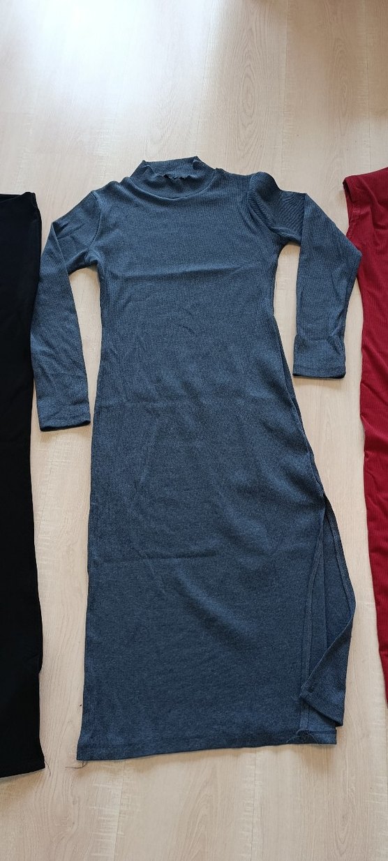 Gri Yüksek Yakalı Uzun Kollu Hamile Taytı - Görsel 3