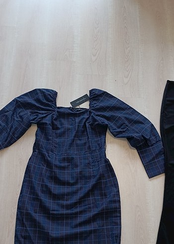 Kadın Lacivert Midi Elbise, Uzun Kollu, Tekdüze - Görsel 2