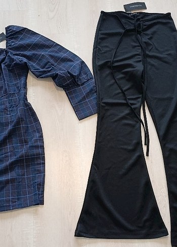 Kadın Lacivert Midi Elbise, Uzun Kollu, Tekdüze - Görsel 5