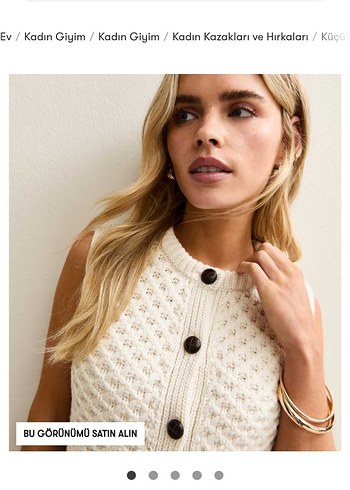 Düğmeli V Yaka Kahverengi Triko Süveter - Görsel 3
