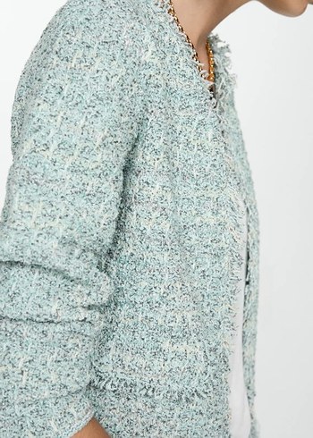 Kadın Beyaz Kısa Örgü Hırka - Görsel 3