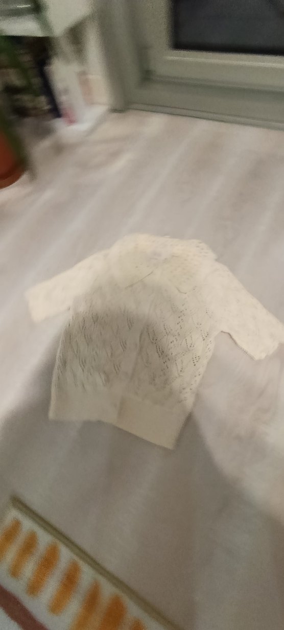 S M beden Beyaz Örgü Kısa Kollu Hırka - Görsel 3