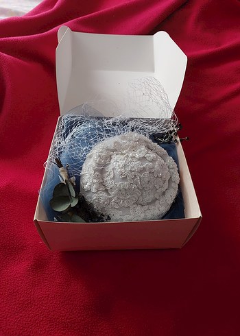 Dantel Detaylı Vintage Beyaz Gelin Şapkası - Görsel 3