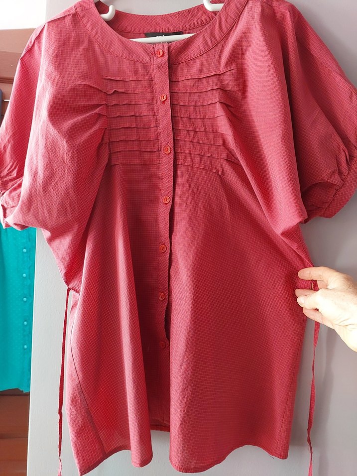 Pembe Pilili Keten Kadın Gömlek - Görsel 2