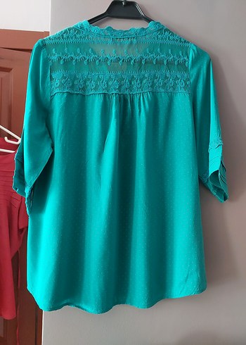 Turkuaz Nakışlı Bohem Kadın Bluz - Görsel 3