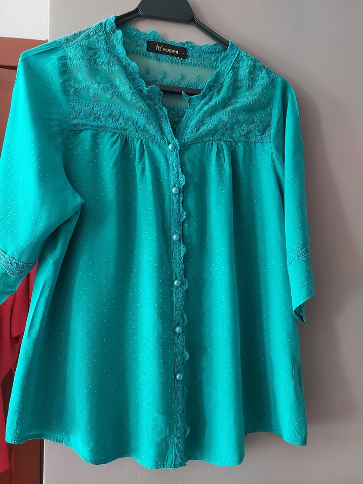 Turkuaz Nakışlı Bohem Kadın Bluz - Görsel 2