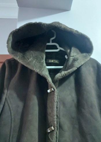 Gri Süet Uzun Kadın Kaban Kürklü - Görsel 5