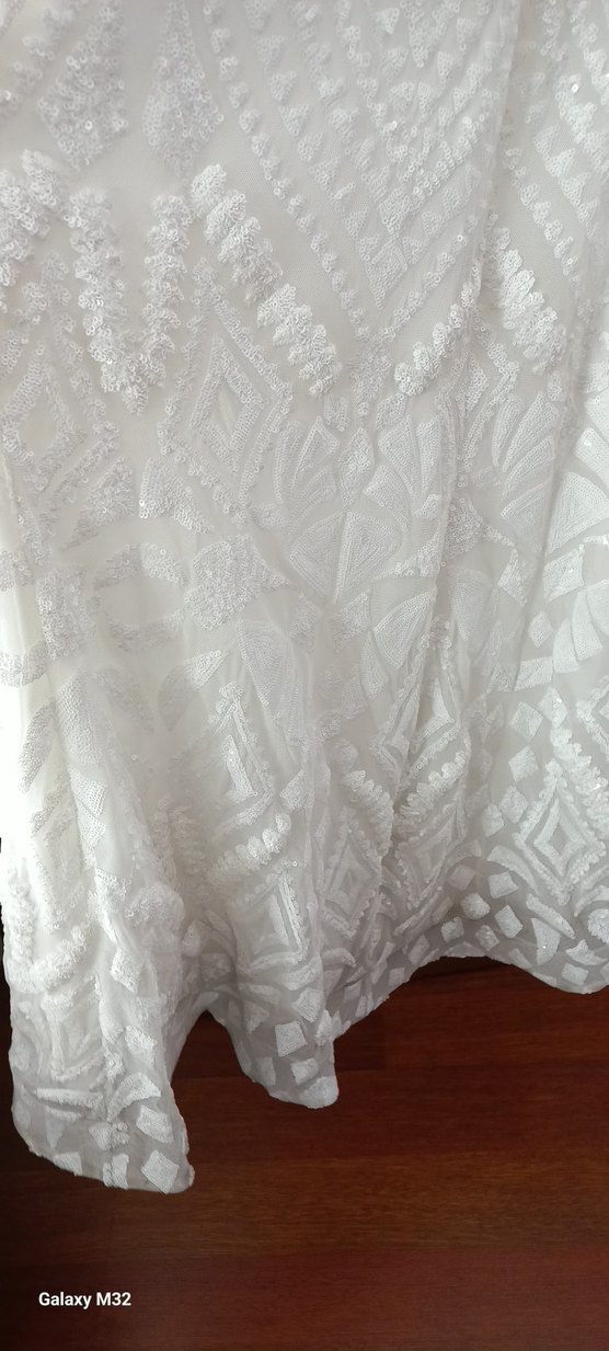 V yaka bohem uzun gelinlik - Görsel 3