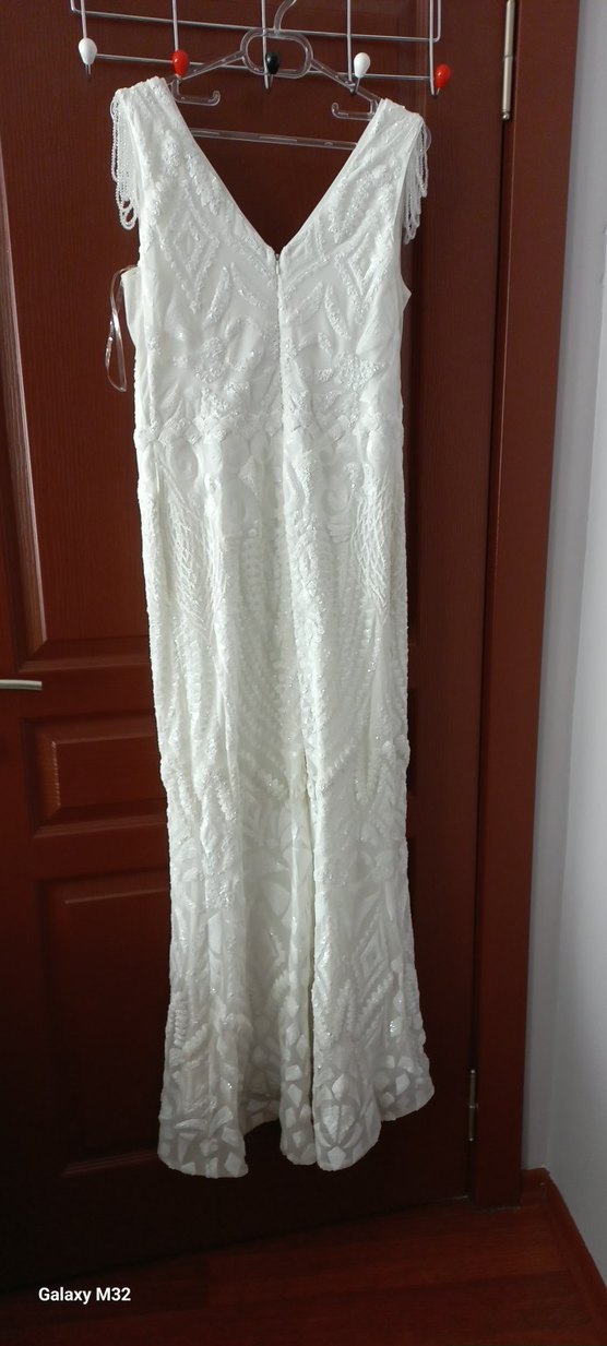 V yaka bohem uzun gelinlik - Görsel 2